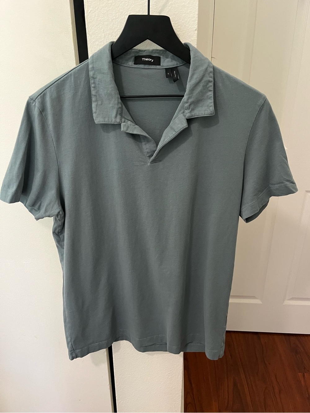 NEW Theory Short Sleeve Polo in Dusty Teal Green
